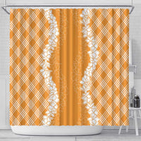 Hawaii Aloha Plumeria Lei Orange Palaka Shower Curtain - Polynesian Pride