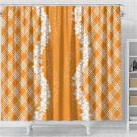 Hawaii Aloha Plumeria Lei Orange Palaka Shower Curtain - Polynesian Pride