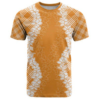 Hawaii Aloha Plumeria Lei Orange Palaka T Shirt - Polynesian Pride