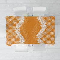 Hawaii Aloha Plumeria Lei Orange Palaka Tablecloth - Polynesian Pride