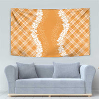 Hawaii Aloha Plumeria Lei Orange Palaka Tapestry - Polynesian Pride