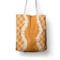 Hawaii Aloha Plumeria Lei Orange Palaka Tote Bag - Polynesian Pride