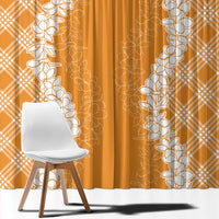 Hawaii Aloha Plumeria Lei Orange Palaka Window Curtain - Polynesian Pride