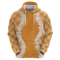 Hawaii Aloha Plumeria Lei Orange Palaka Zip Hoodie - Polynesian Pride