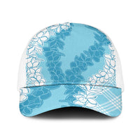 Hawaii Aloha Plumeria Lei Turquoise Palaka Baseball Net Cap - Polynesian Pride