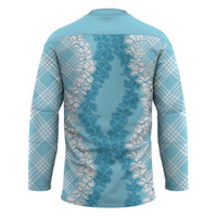 Hawaii Aloha Plumeria Lei Turquoise Palaka Hockey Jersey - Polynesian Pride