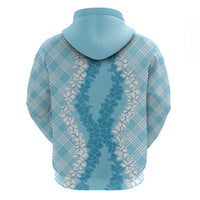 Hawaii Aloha Plumeria Lei Turquoise Palaka Hoodie - Polynesian Pride