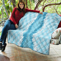 Hawaii Aloha Plumeria Lei Turquoise Palaka Quilt - Polynesian Pride