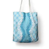 Hawaii Aloha Plumeria Lei Turquoise Palaka Tote Bag - Polynesian Pride