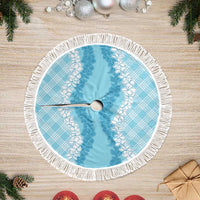 Hawaii Aloha Plumeria Lei Turquoise Palaka Tree Skirt - Polynesian Pride