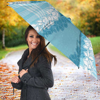 Hawaii Aloha Plumeria Lei Turquoise Palaka Umbrella - Polynesian Pride