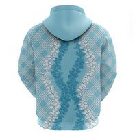 Hawaii Aloha Plumeria Lei Turquoise Palaka Zip Hoodie - Polynesian Pride