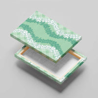 Hawaii Aloha Plumeria Lei Mint Palaka Canvas Wall Art - Polynesian Pride