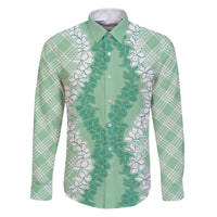 Hawaii Aloha Plumeria Lei Mint Palaka Family Matching Puletasi and Hawaiian Shirt - Polynesian Pride