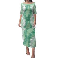 Hawaii Aloha Plumeria Lei Mint Palaka Family Matching Puletasi and Hawaiian Shirt - Polynesian Pride