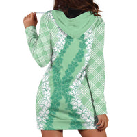 Hawaii Aloha Plumeria Lei Mint Palaka Hoodie Dress - Polynesian Pride