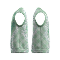 Hawaii Aloha Plumeria Lei Mint Palaka Christmas Knitted V-Neck Vest - Polynesian Pride