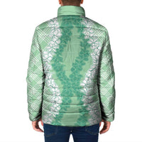 Hawaii Aloha Plumeria Lei Mint Palaka Padded Jacket - Polynesian Pride