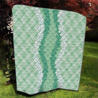 Hawaii Aloha Plumeria Lei Mint Palaka Quilt - Polynesian Pride