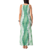 Hawaii Aloha Plumeria Lei Mint Palaka Tank Maxi Dress - Polynesian Pride