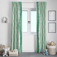 Hawaii Aloha Plumeria Lei Mint Palaka Window Curtain - Polynesian Pride