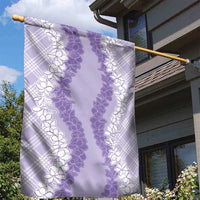 Hawaii Aloha Plumeria Lei Lavender Palaka Garden Flag - Polynesian Pride