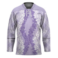 Hawaii Aloha Plumeria Lei Lavender Palaka Hockey Jersey LT7 Unisex Lavender - Polynesian Pride