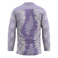 Hawaii Aloha Plumeria Lei Lavender Palaka Hockey Jersey LT7 - Polynesian Pride
