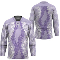 Hawaii Aloha Plumeria Lei Lavender Palaka Hockey Jersey - Polynesian Pride