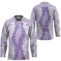 Hawaii Aloha Plumeria Lei Lavender Palaka Hockey Jersey LT7 - Polynesian Pride