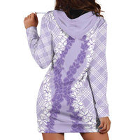 Hawaii Aloha Plumeria Lei Lavender Palaka Hoodie Dress - Polynesian Pride
