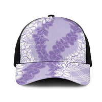 Hawaii Aloha Plumeria Lei Lavender Palaka Mesh Trucker Cap - Polynesian Pride