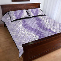 Hawaii Aloha Plumeria Lei Lavender Palaka Quilt Bed Set - Polynesian Pride