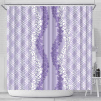 Hawaii Aloha Plumeria Lei Lavender Palaka Shower Curtain - Polynesian Pride