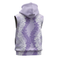 Hawaii Aloha Plumeria Lei Lavender Palaka Sleeveless Hoodie - Polynesian Pride