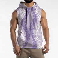 Hawaii Aloha Plumeria Lei Lavender Palaka Sleeveless Hoodie - Polynesian Pride