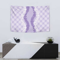 Hawaii Aloha Plumeria Lei Lavender Palaka Tapestry - Polynesian Pride