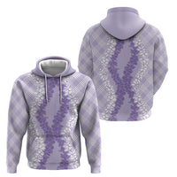 Hawaii Aloha Plumeria Lei Lavender Palaka Zip Hoodie - Polynesian Pride