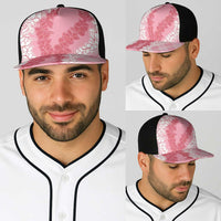 Hawaii Aloha Plumeria Lei Pink Palaka Baseball Net Cap - Polynesian Pride