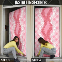 Hawaii Aloha Plumeria Lei Pink Palaka Door Cover - Polynesian Pride