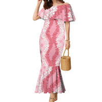 Hawaii Aloha Plumeria Lei Pink Palaka Family Matching Mermaid Dress and Hawaiian Shirt - Polynesian Pride