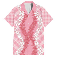 Hawaii Aloha Plumeria Lei Pink Palaka Family Matching Off Shoulder Maxi Dress and Hawaiian Shirt - Polynesian Pride