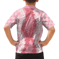 Hawaii Aloha Plumeria Lei Pink Palaka Family Matching Tank Maxi Dress and Hawaiian Shirt - Polynesian Pride