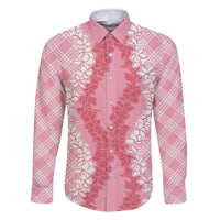 Hawaii Aloha Plumeria Lei Pink Palaka Family Matching Tank Maxi Dress and Hawaiian Shirt - Polynesian Pride