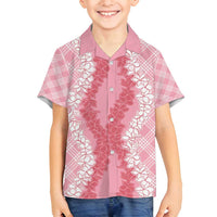 Hawaii Aloha Plumeria Lei Pink Palaka Family Matching Tank Maxi Dress and Hawaiian Shirt - Polynesian Pride
