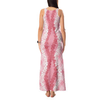 Hawaii Aloha Plumeria Lei Pink Palaka Tank Maxi Dress - Polynesian Pride