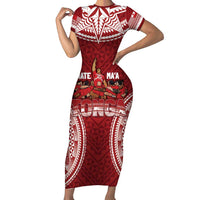 Personalized Mate Maa Tonga Rugby Family Matching Short Sleeve Bodycon Dress and Hawaiian Shirt Ofa Atu Tonga
