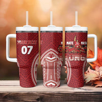 Personalized Mate Maa Tonga Rugby Tumbler With Handle Ofa Atu Tonga