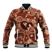 Hawaii Plumeria Baseball Jacket Hau'oli la Makuahine Sunburned LT7 Unisex Brown - Polynesian Pride