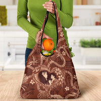 Hawaii Plumeria Grocery Bag Hau'oli la Makuahine Sunburned